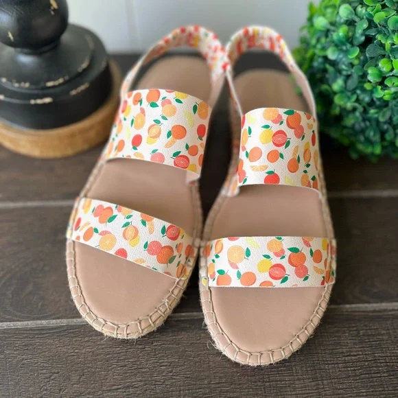 Cole Haan Pinch Sandals Marine Classic Espadrilles Fruit Print Size 7.5 B - Picture 2 of 16